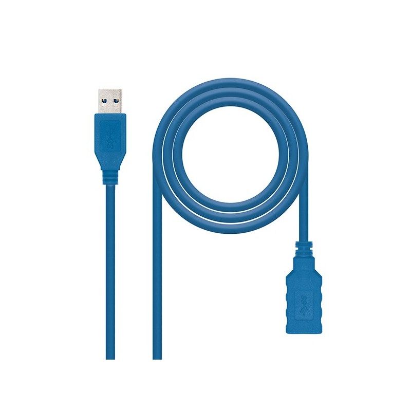 CABLE USB TIPO A/M - A/H 1 M azul NANOCABLE
