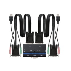 CONMUTADOR KVM VGA USB 1U-2PC + CABLE NANOCABLE