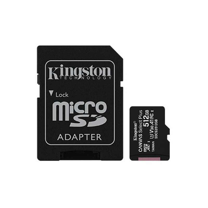 MICRO SD 512 GB CANVAS SELECT PLUS 1 ADAP. CLASS 10 KINGSTON