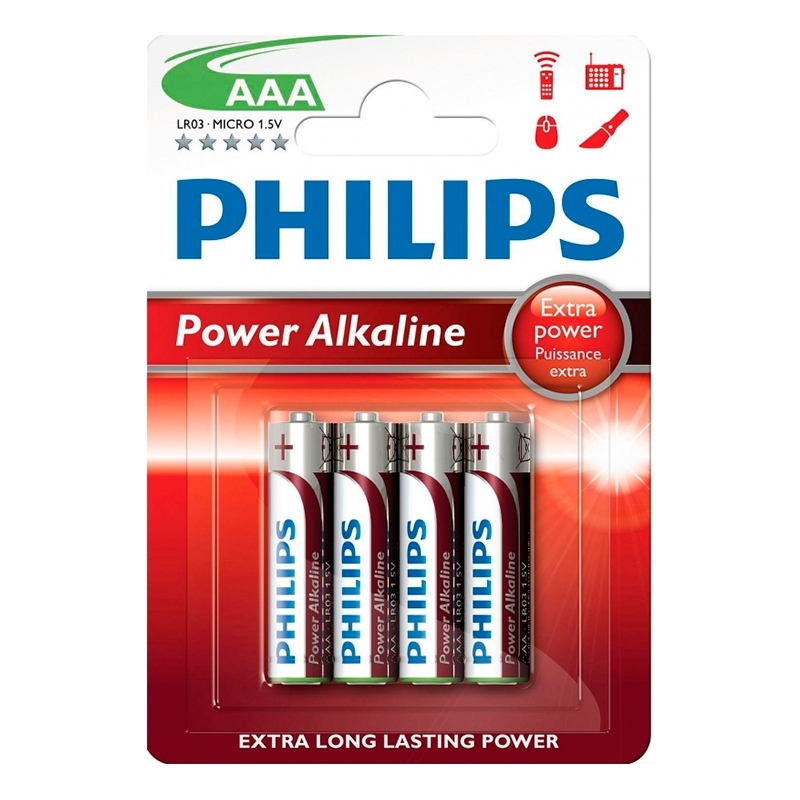 Philips Pila Alcalina LR03 AAA Pack-4