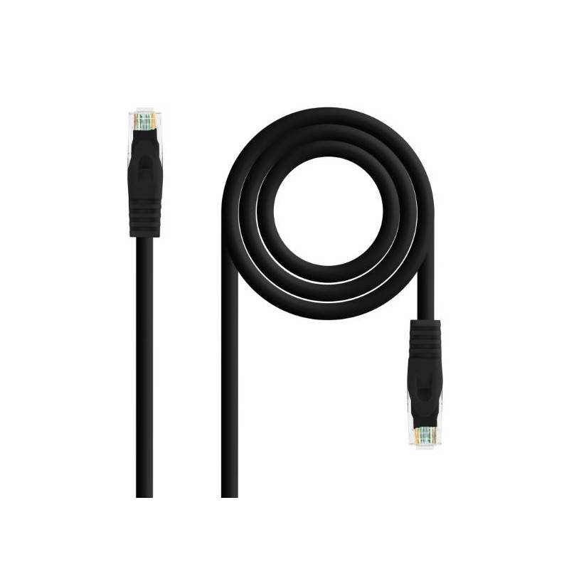 CABLE DE RED LATIGUILLO RJ45 UTP CAT6A AWG24 LSZH 0.25 M NEGRO NANOCABLE