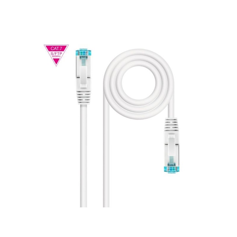 CABLE DE RED LATIGUILLO 600MHZ LSZH SFTP PIMF CAT7 AWG26 2 M BLANCO NANOCABLE