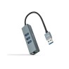 CONVERSOR USB 3.0 A ETHERNET GIGABIT + 3xUSB 3.0 15cm GRIS NANOCABLE