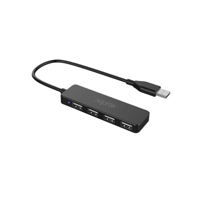 HUB 4 PUERTOS USB 2.0 NEGRO APPROX
