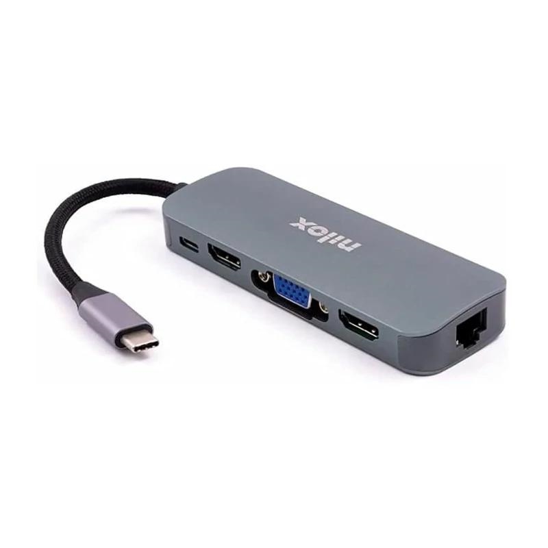 Nilox Hub Type-C 3xUSB 2xHDMI VGA USB-C RJ45