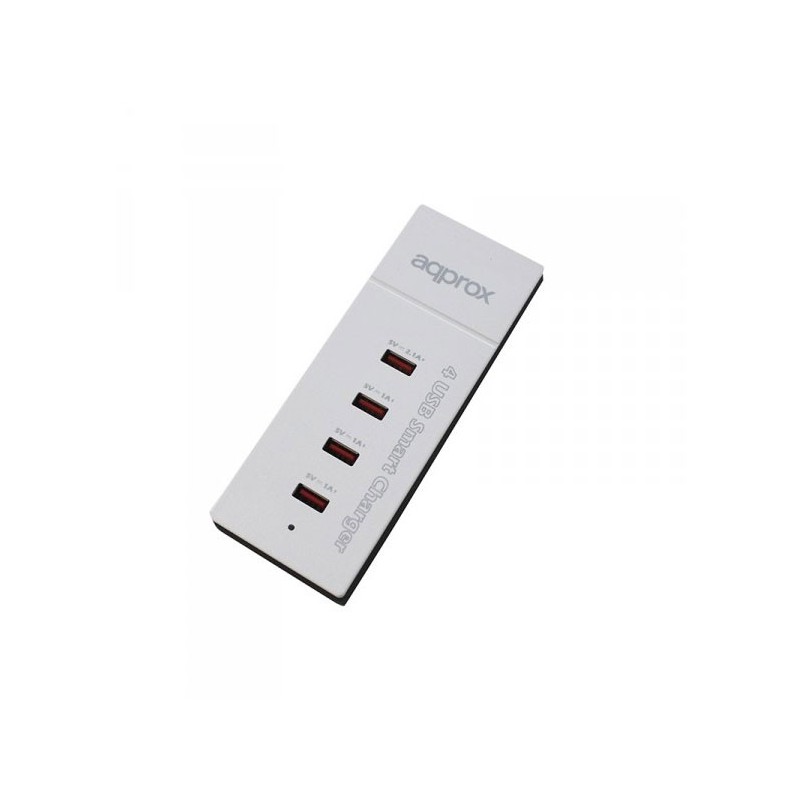CARGADOR VIAJE/PARED 4 PUERTOS USB 1x2A + 3x1A BLANCO APPROX