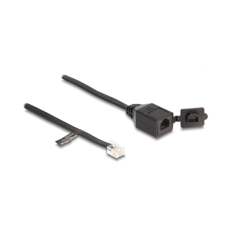 Delock Cable RJ11 macho a RJ11 hembra con tapa