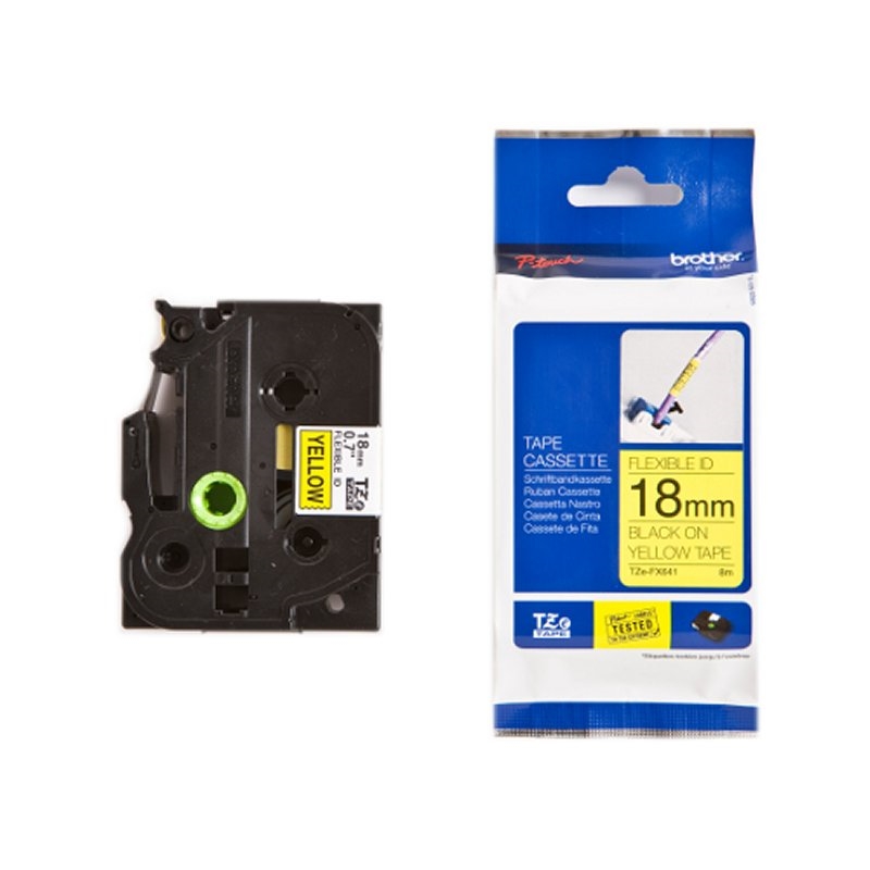 Brother TZeFX641 Cinta Flexible Negro/Amarillo 8m