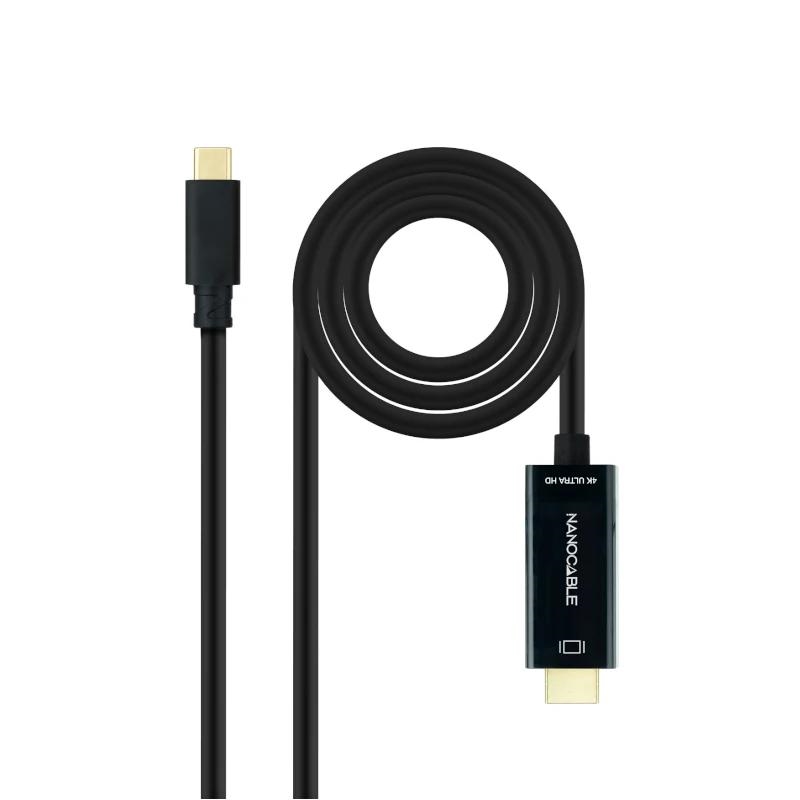 Nanocable Conversor USB-C/M-HDMI/M, Negro, 5 m