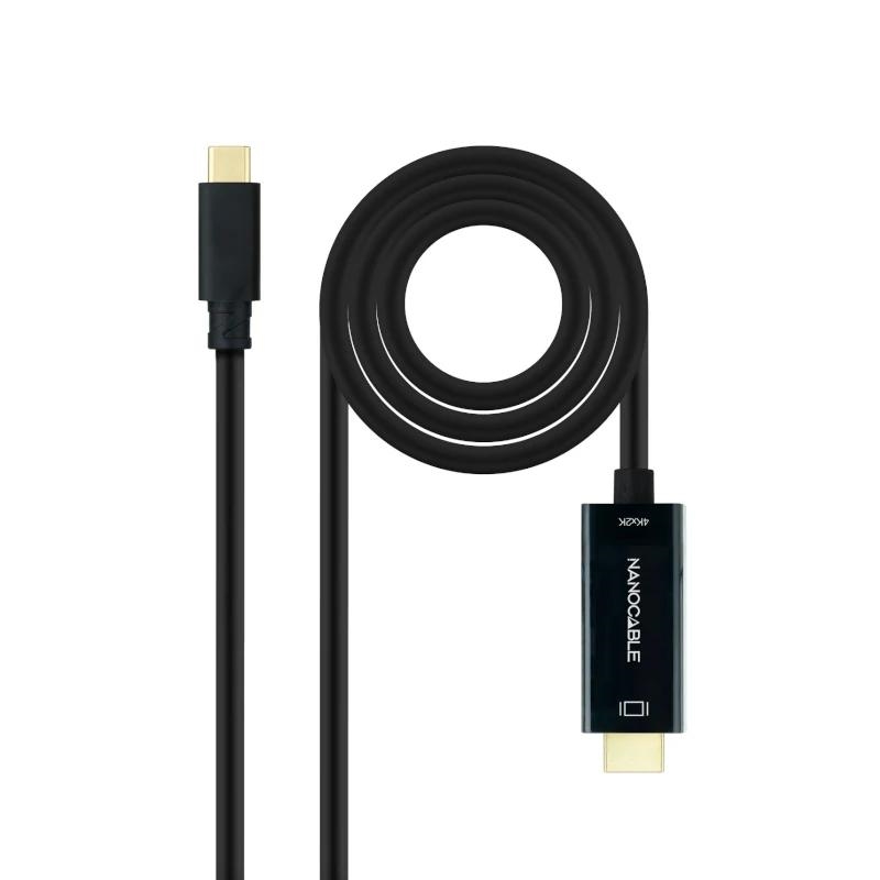 Nanocable Conversor USB-C/M-HDMI/M, Negro, 5 m