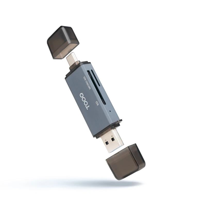 Tooq TQR-3001G Lector USB3.0 (USB-C+USB-A) SD/TF