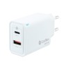 CARGADOR PARED/VIAJE 3.0 GaN USB-C/PD + USB-A 45W BLANCO COOLBOX