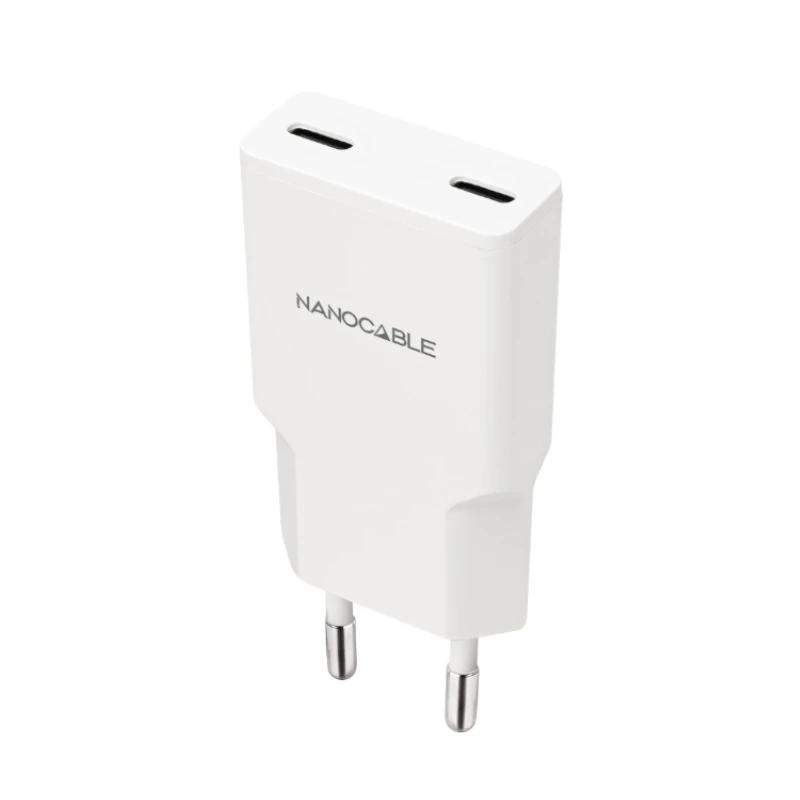 Nanocable Cargador 2xUSB-C/PD 30W  Blanco