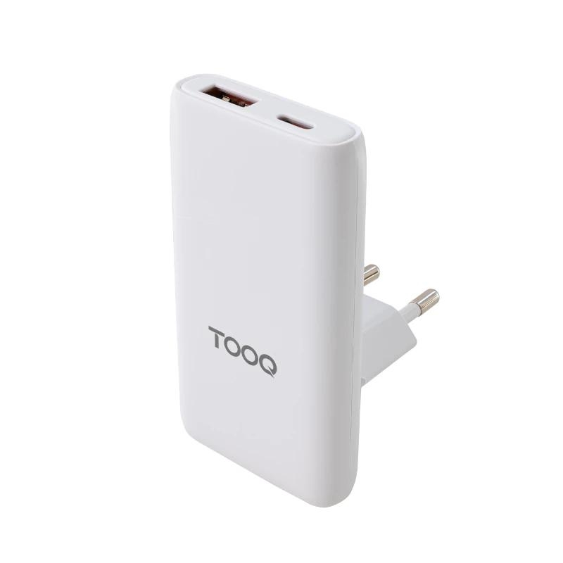 Tooq Cargador pared GAN USB-C/PD + USB-A/QC 65W