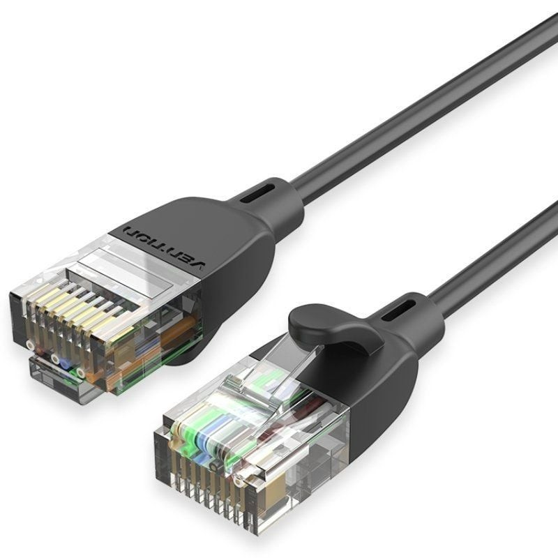 CABLE DE RED LATIGUILLO RJ45 UTP CAT6A 1 M NEGRO VENTION