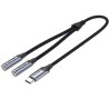 CONVERSOR USB-C/M A 2x JACK 3.5/H 0.3 GRIS VENTION