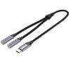 CONVERSOR USB-C/M A 2xJACK 3.5/M 0.30 M GRIS VENTION
