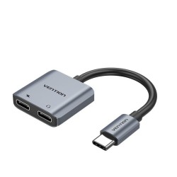 CONVERSOR USB-C/M A 2x USB-C/H GRIS VENTION