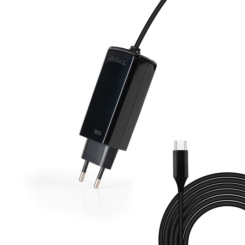 CARGADOR AUTOMATICO PORTATIL GAN USB-C PD 100W NEGRO TOOQ