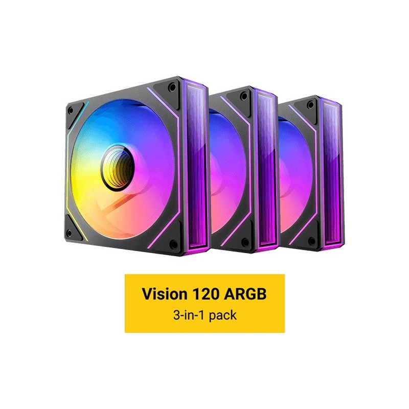 KIT 3 VENTILADORES AUXILIAR VISION 120 A-RGB NEGRO ANTEC