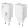 CARGADOR PARED/VIAJE ULTRA SLIM 2xUSB-C/PD + USB-A 65W BLANCO LEOTEC