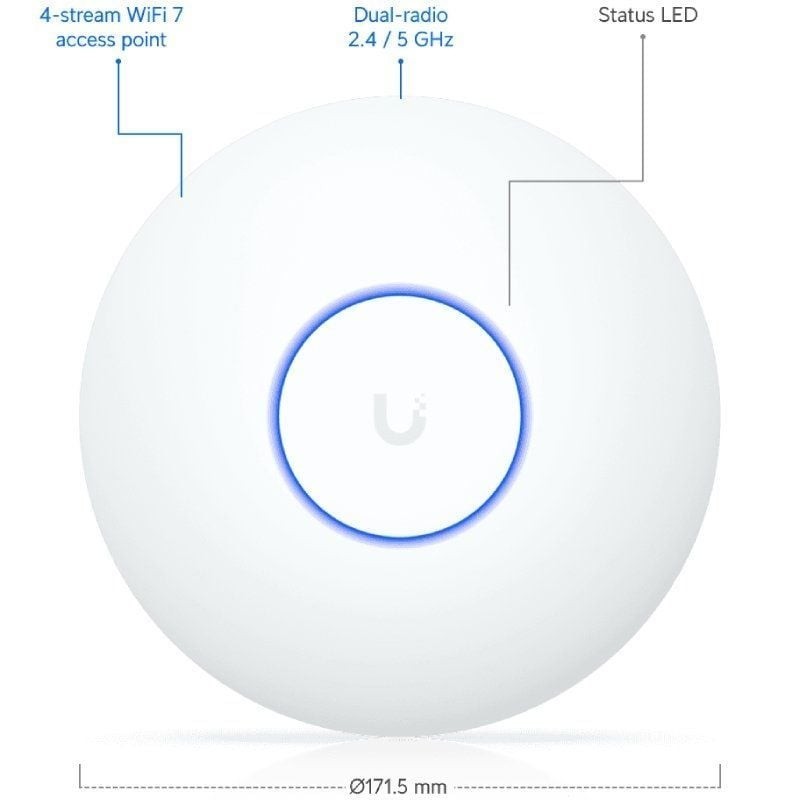 UBIQUITI WIRELESS ACCESS POINT U7-LITE WIFI7 PoE TECHO/PARED