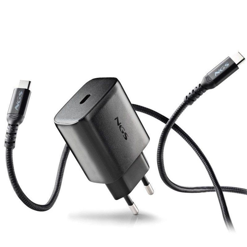CARGADOR PARED GaN2 USB-C + CABLE 45W NEGRO NGS