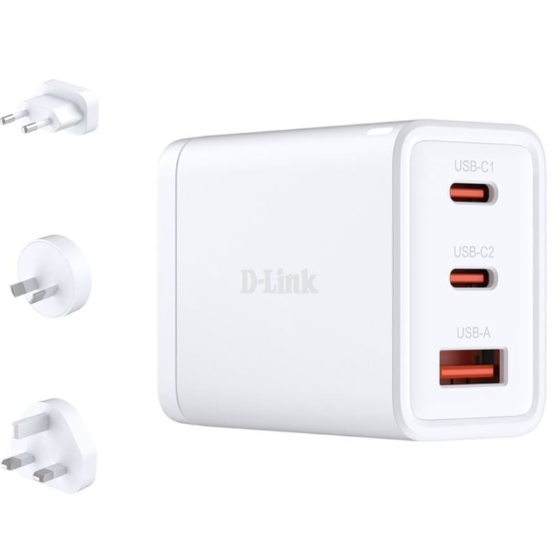 D-LINK CARGADOR PARED GaN 2xUSB-C + USB-A 65W