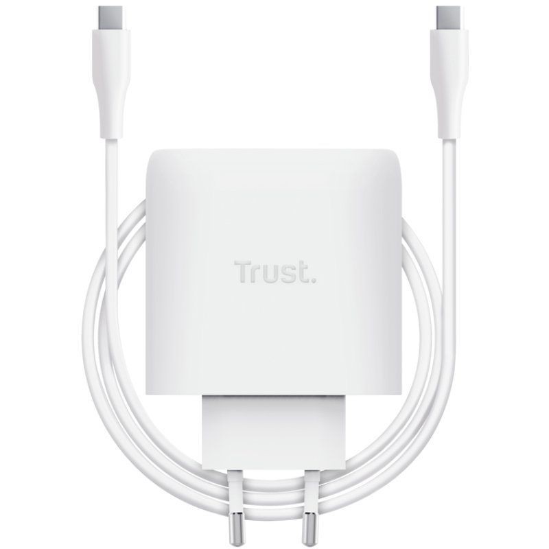 CARGADOR PARED/VIAJE USB-C 65W + CABLE USB-C 2 M MAXO BLANCO TRUST