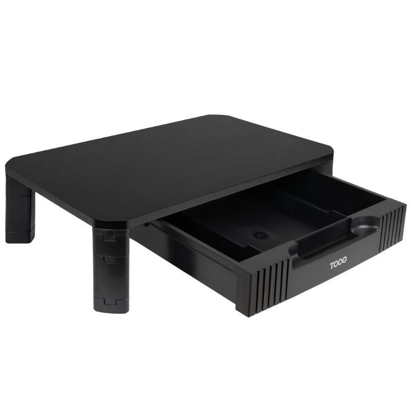 SOPORTE ELEVADOR PARA PORTATIL/MONITOR CON CAJON NEGRO TOOQ