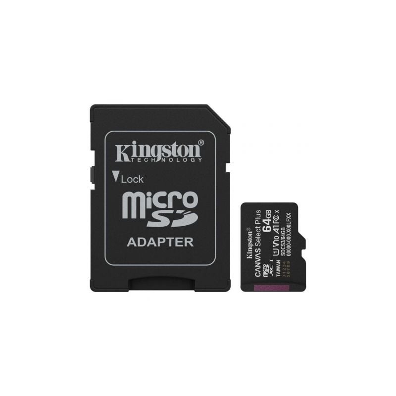 MICRO SD 64 GB CANVAS SELECT PLUS 1 ADAP. CLASS 10 KINGSTON