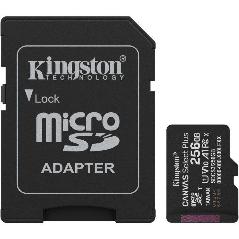 MICRO SD 256 GB CANVAS SELECT PLUS 1 ADAP. CLASS 10 KINGSTON
