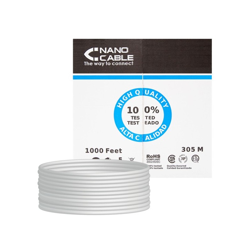 BOBINA CABLE DE RED RJ45 CAT6 UTP RIGIDO AWG24 305 M NANOCABLE