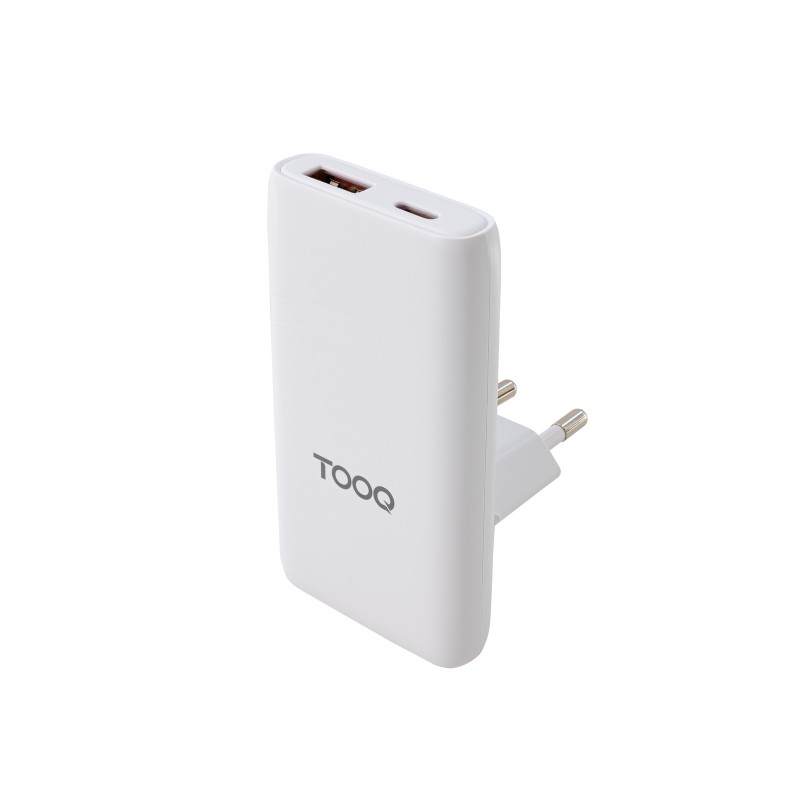 CARGADOR PARED GaN USB-C/PD + USB-A/QC 65W BLANCO TOOQ