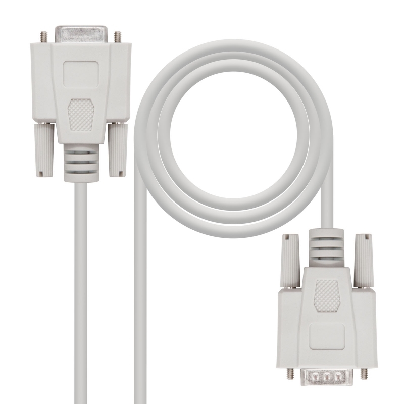 Nanocable Cable Serie RS232, DB9 M-H, Beige, 1.8m