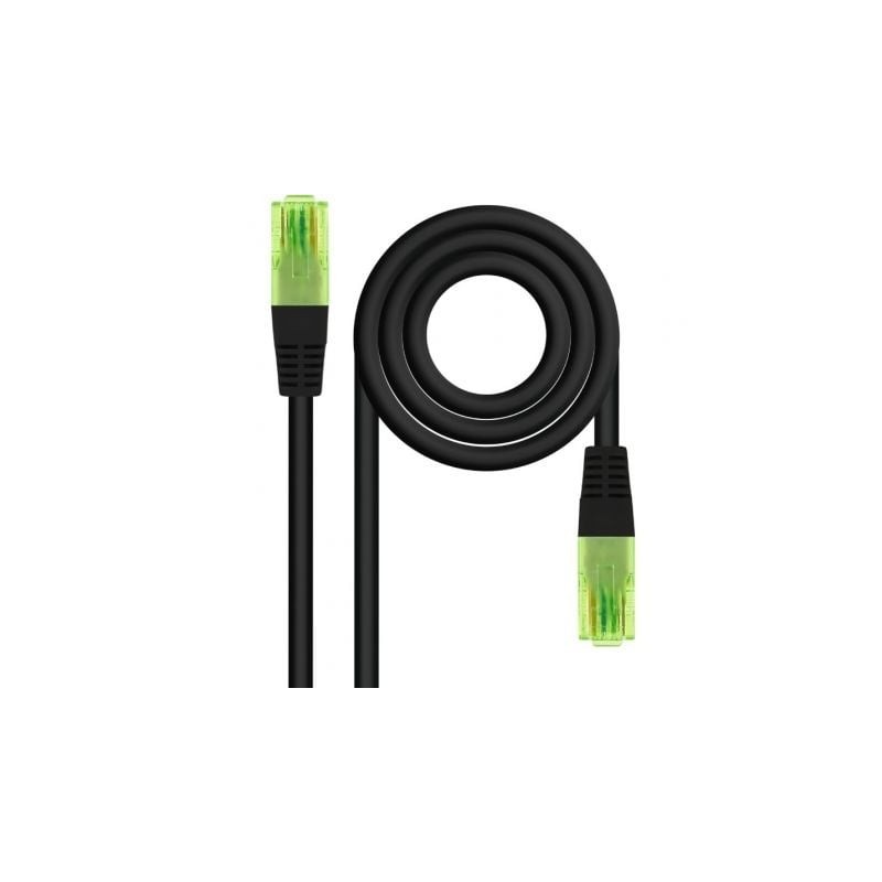 CABLE DE RED LATIGUILLO UTP CCA CAT6 AWG26 0.25 M NEGRO NANOCABLE