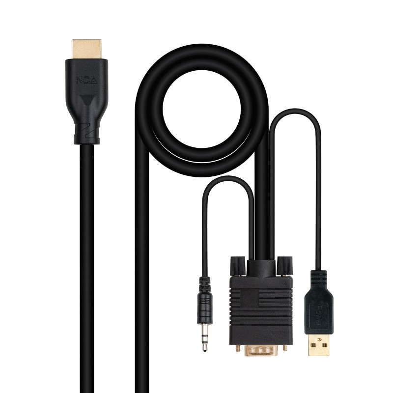 CONVERSOR VGA/M + AUDIO/M + USB-A/M-HDMI/M 1.8 M NEGRO NANOCABLE
