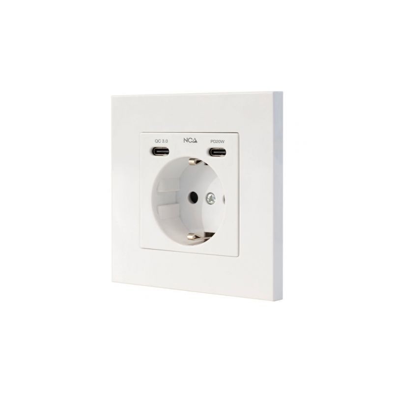 BASE DE 3 ENCHUFES 2xUSB-C PD 3.4A BLANCO NANOCABLE