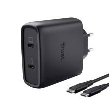 CARGADOR PARED/VIAJE 2xUSB-C 65W MAXO NEGRO TRUST