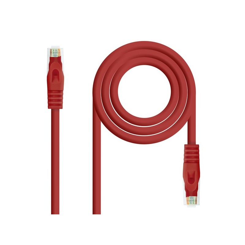 CABLE DE RED LATIGUILLO RJ45 UTP CAT6A AWG24 0.5 M ROJO NANOCABLE