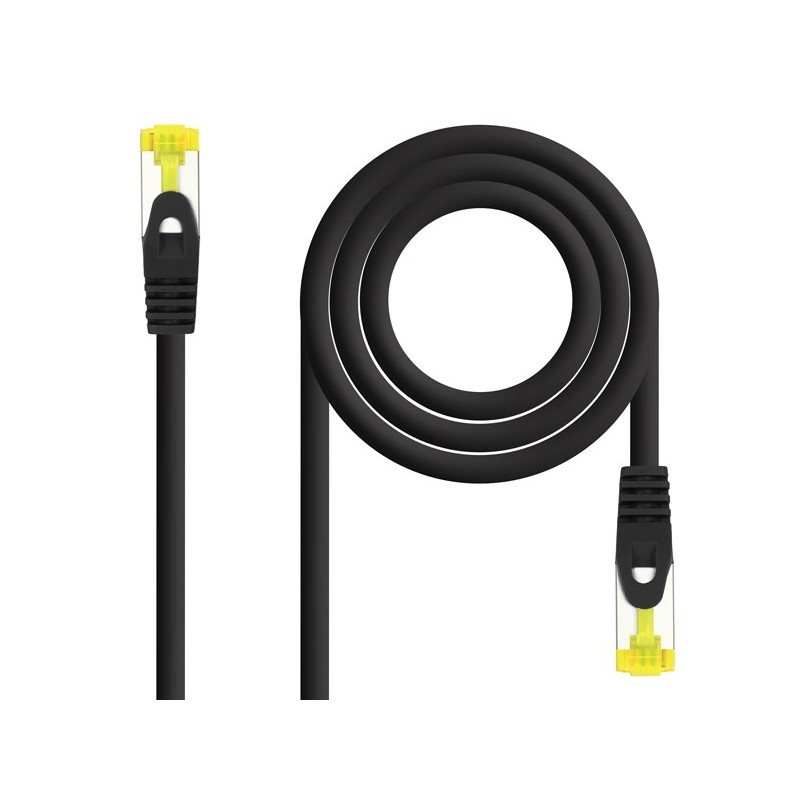 CABLE DE RED LATIGUILLO RJ45 SFTP CAT6A AWG26 0.5 M NEGRO NANOCABLE